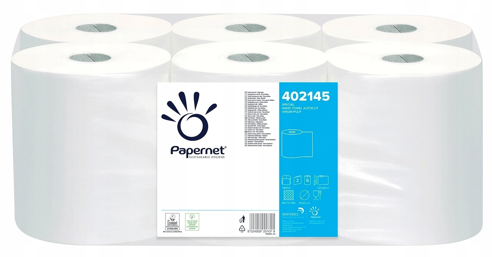 Levně Ručník papírový,v roli Rollmatic, Papernet Imbalpaper, 2 vrstvy, bílý,1x6