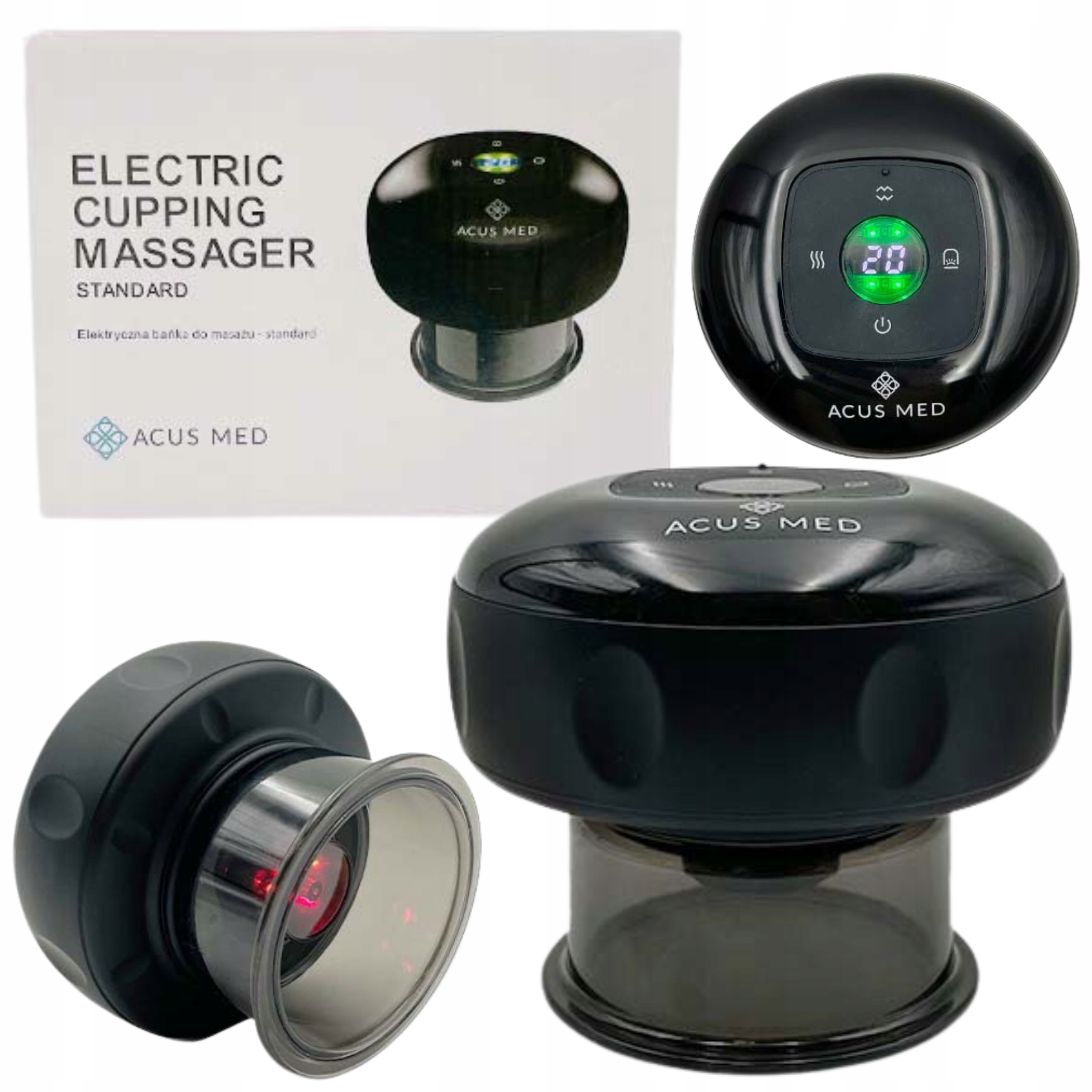 Bańka Chińska Elektryczna Do Masażu Antycellulitowego Czarna Acus Med