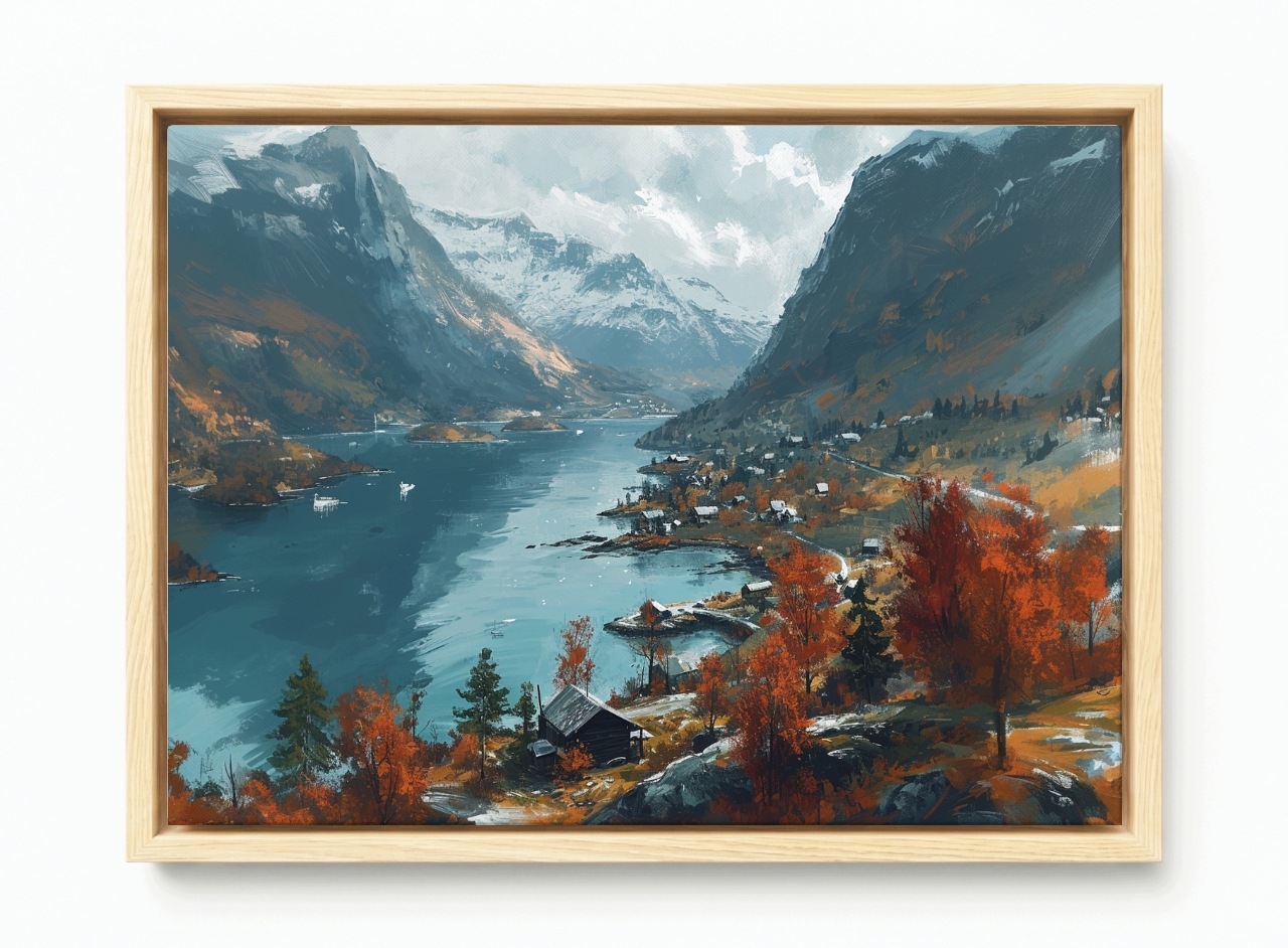 Obraz Rama American Box Krajina Skandinávie Norsko Fiord Hory Pohled 60x40