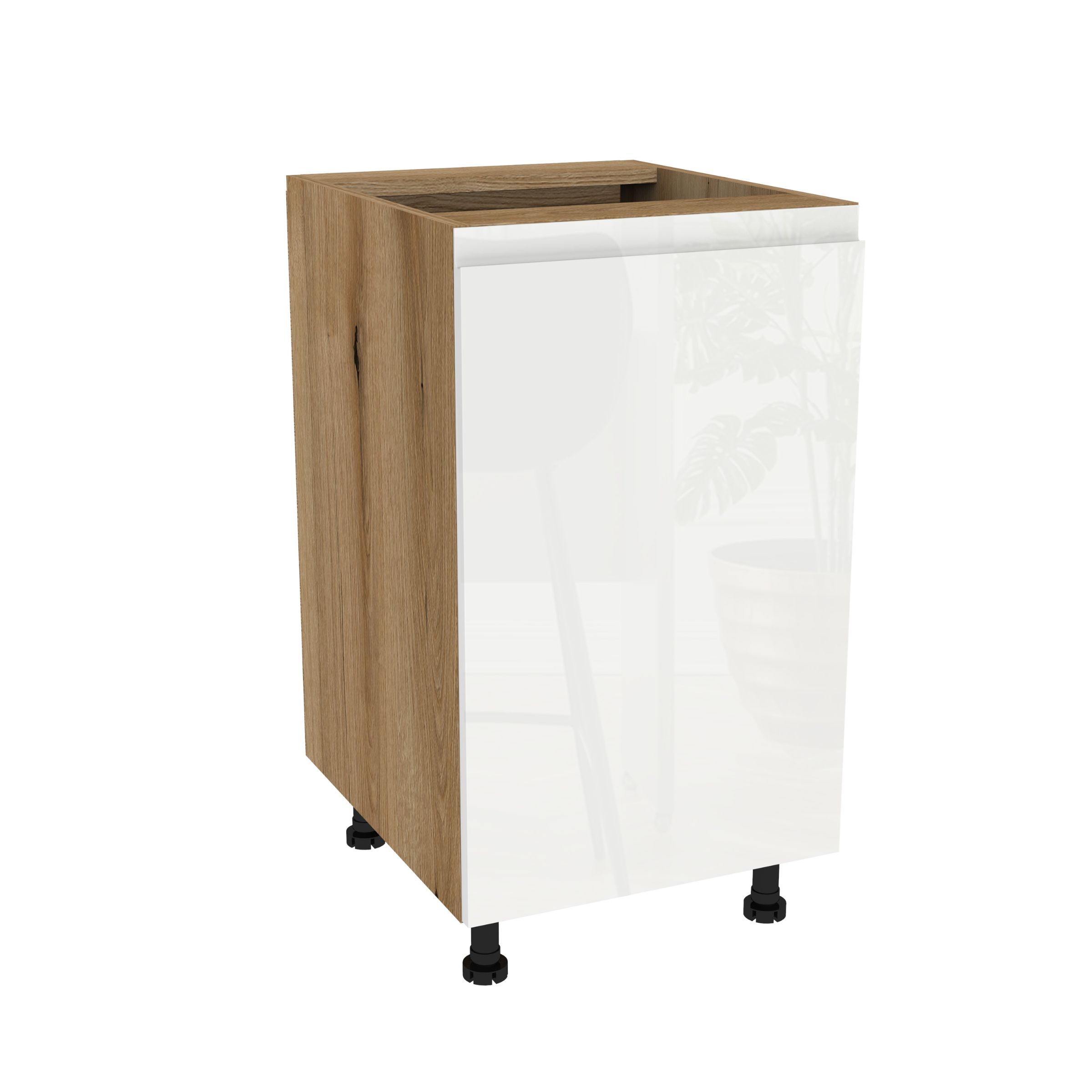 Spodní skříňka 45 Frezo Dub Evoke přední Bezúchytková Bílá Akryl Lesk