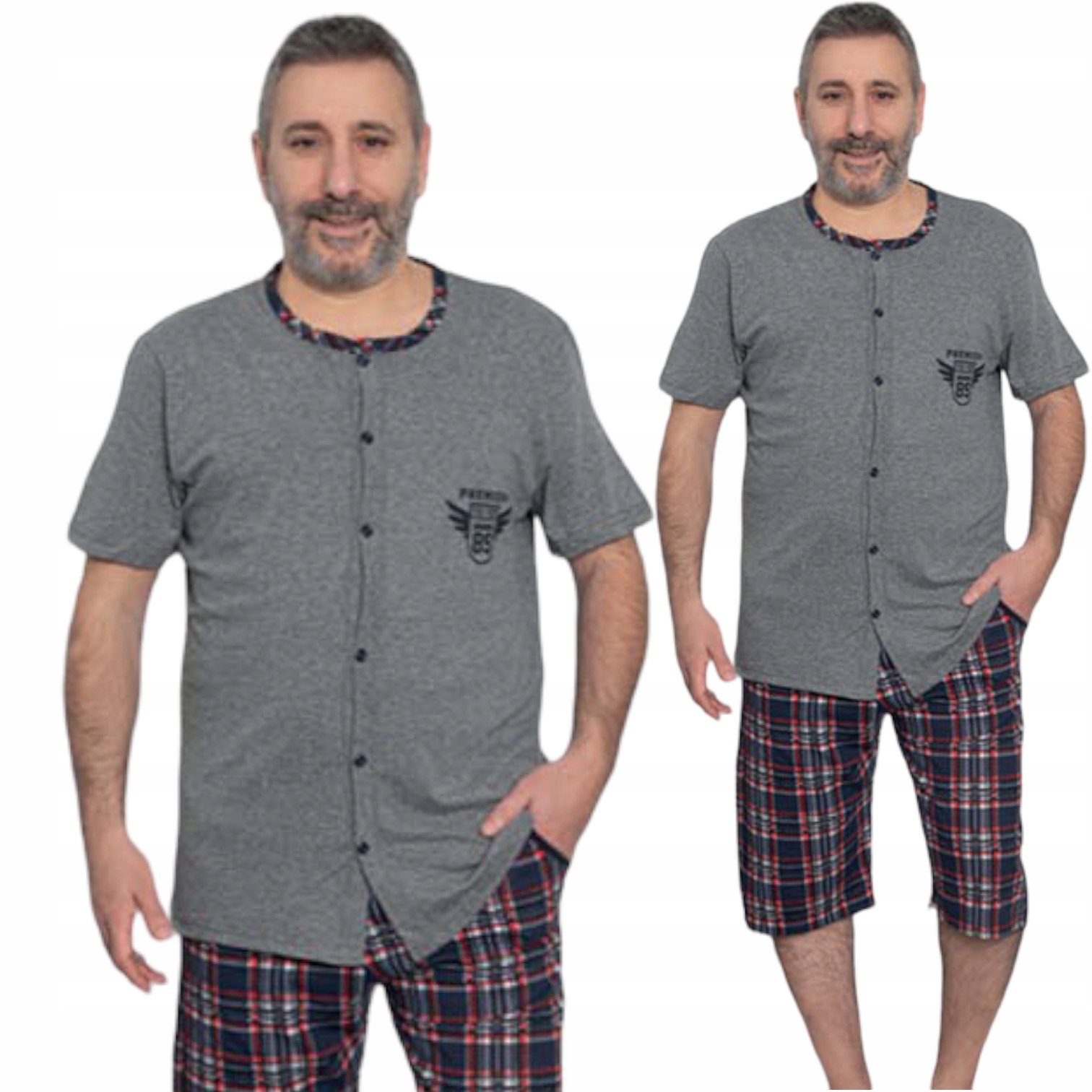 

Piżama Męska Duże Roz. Krótkie Sp. Cała Rozpinana