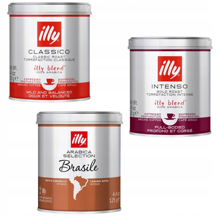 Levně Mletá káva Illy Classico, Intenso, Brasil – sada 3x125g 100% Arabika