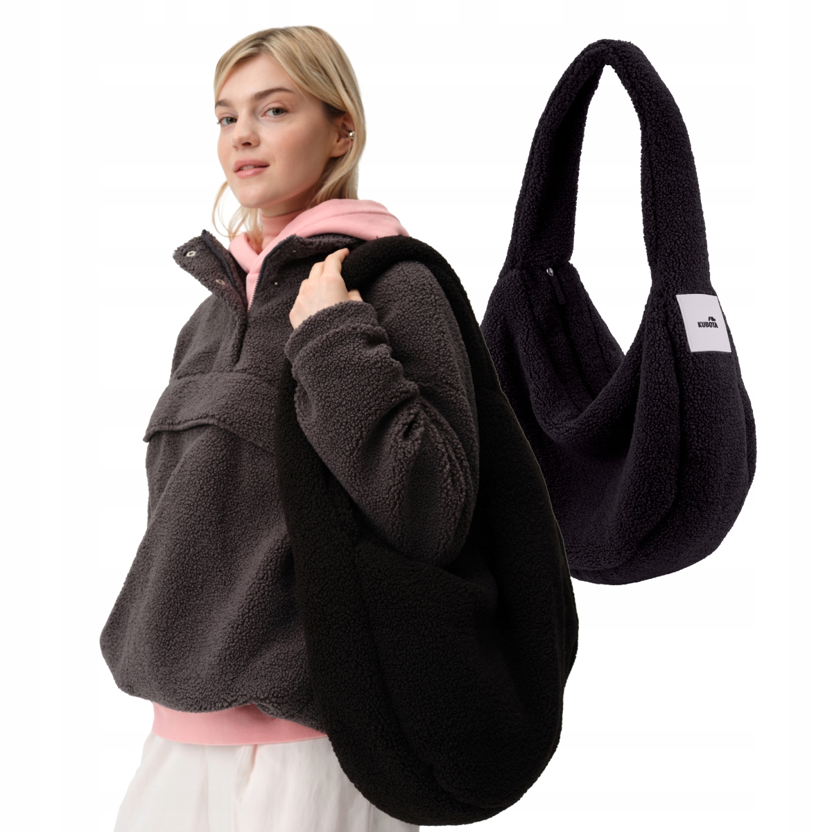 Černá Fleecová Kabelka Kubota Cushy Shopper Taška Podzimní Taška