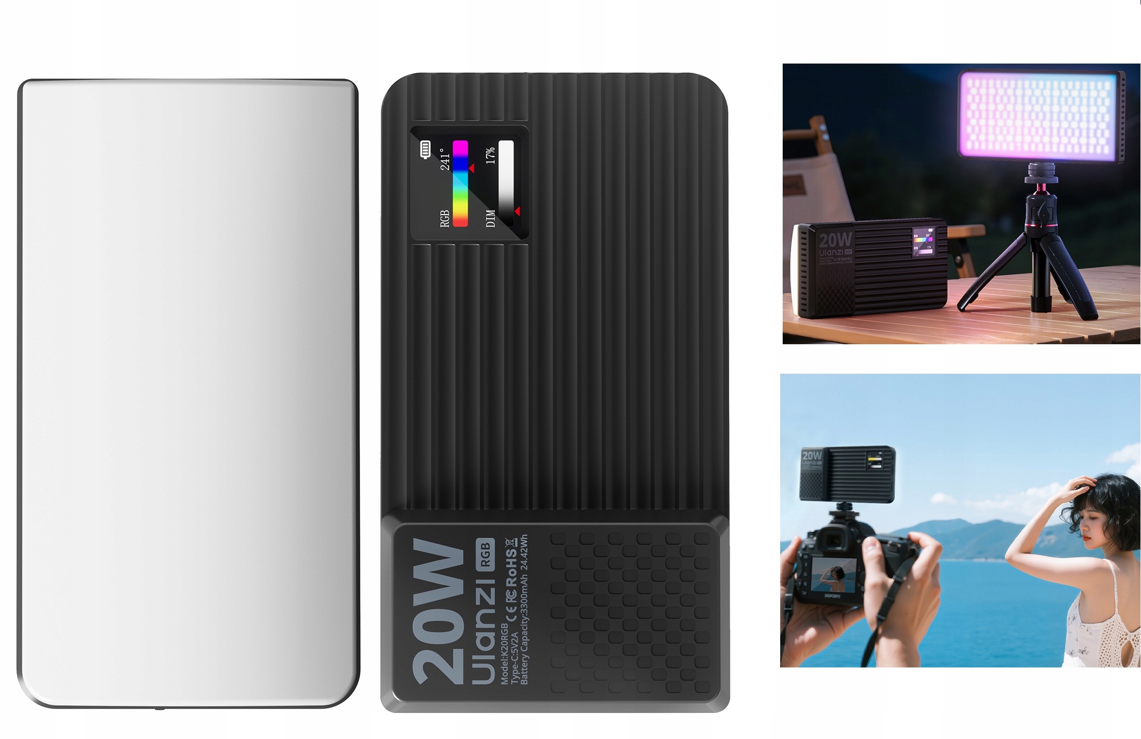 Led lampa 20W Rgb Ulanzi K20RGB Video 1800-9000K pro telefon fotoaparátu Kamery