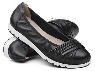 Balerinki Caprice 9-22118 r.39 Czarne Tęgość H na Haluksy Szerokie Tęgie