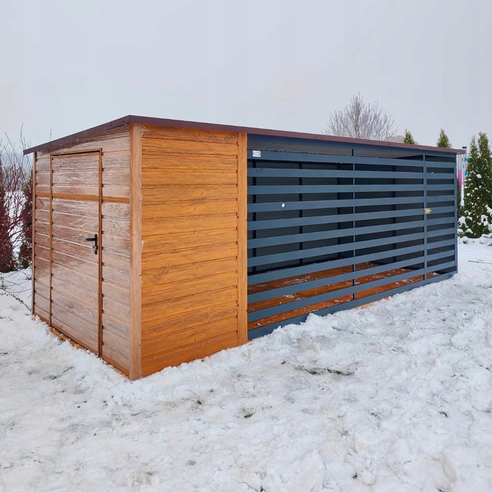 Levně Kotec box pro psa s úložným prostorem 5x2 m bezpečná, objemná, dřevopodobná hnědá barva