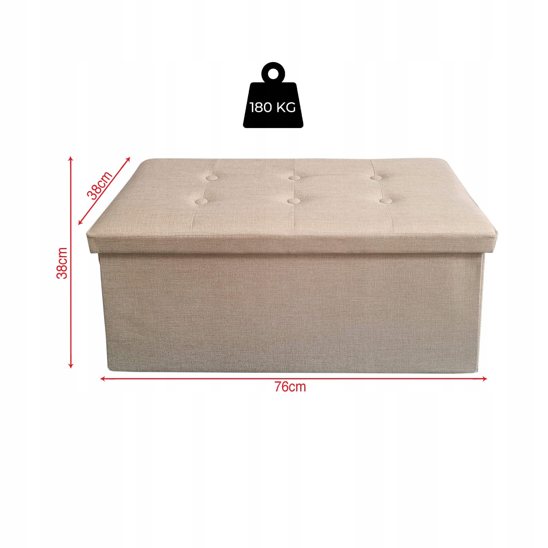 Rebecca Mobili Puf Prostokątny Beżowy Z Pojemnikiem i Pokrywą Podnóżek Kolekcja Martagon