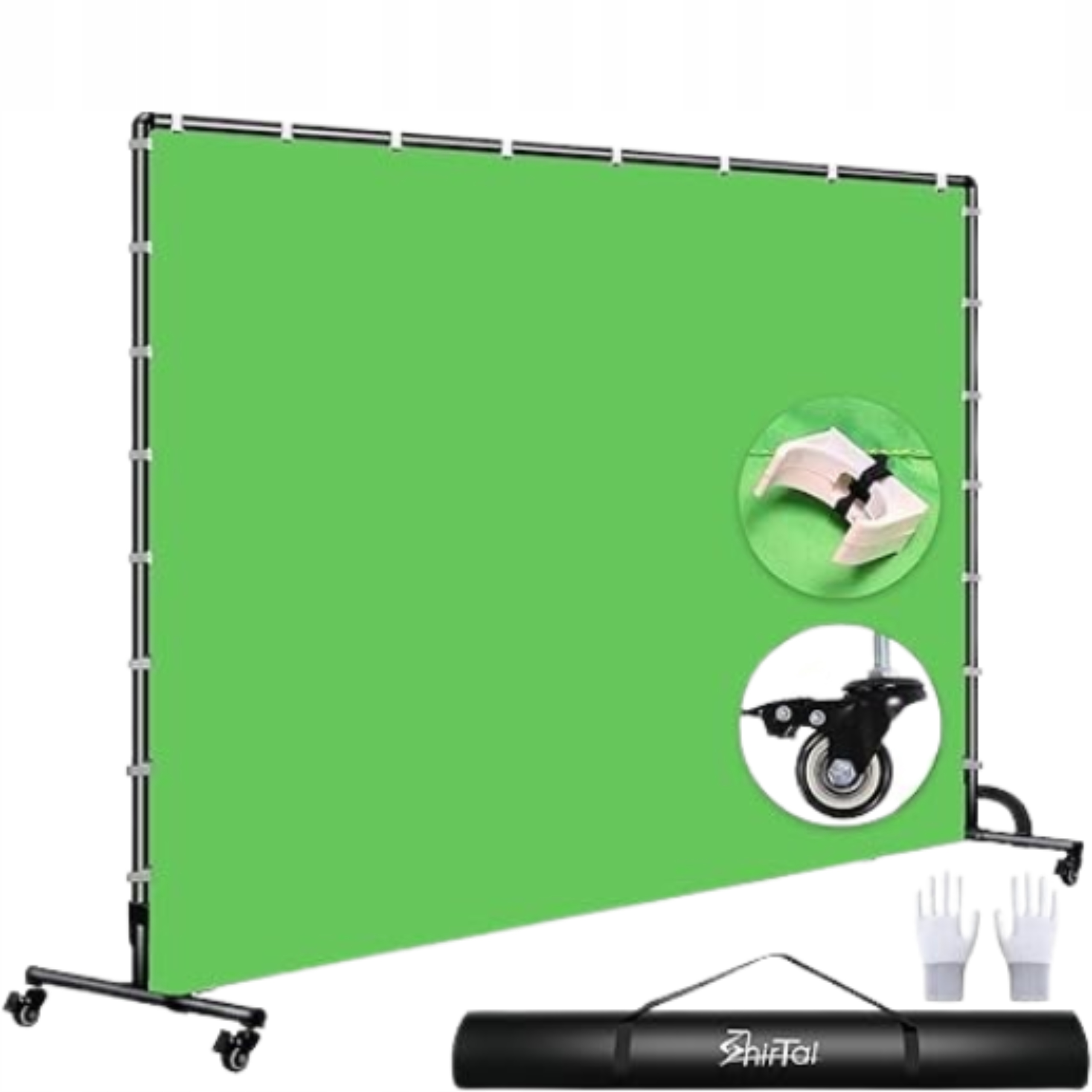 Pozadí s zeleným displejem 2,1 x 3 M se stativem, pohyblivé pozadí s kolečky