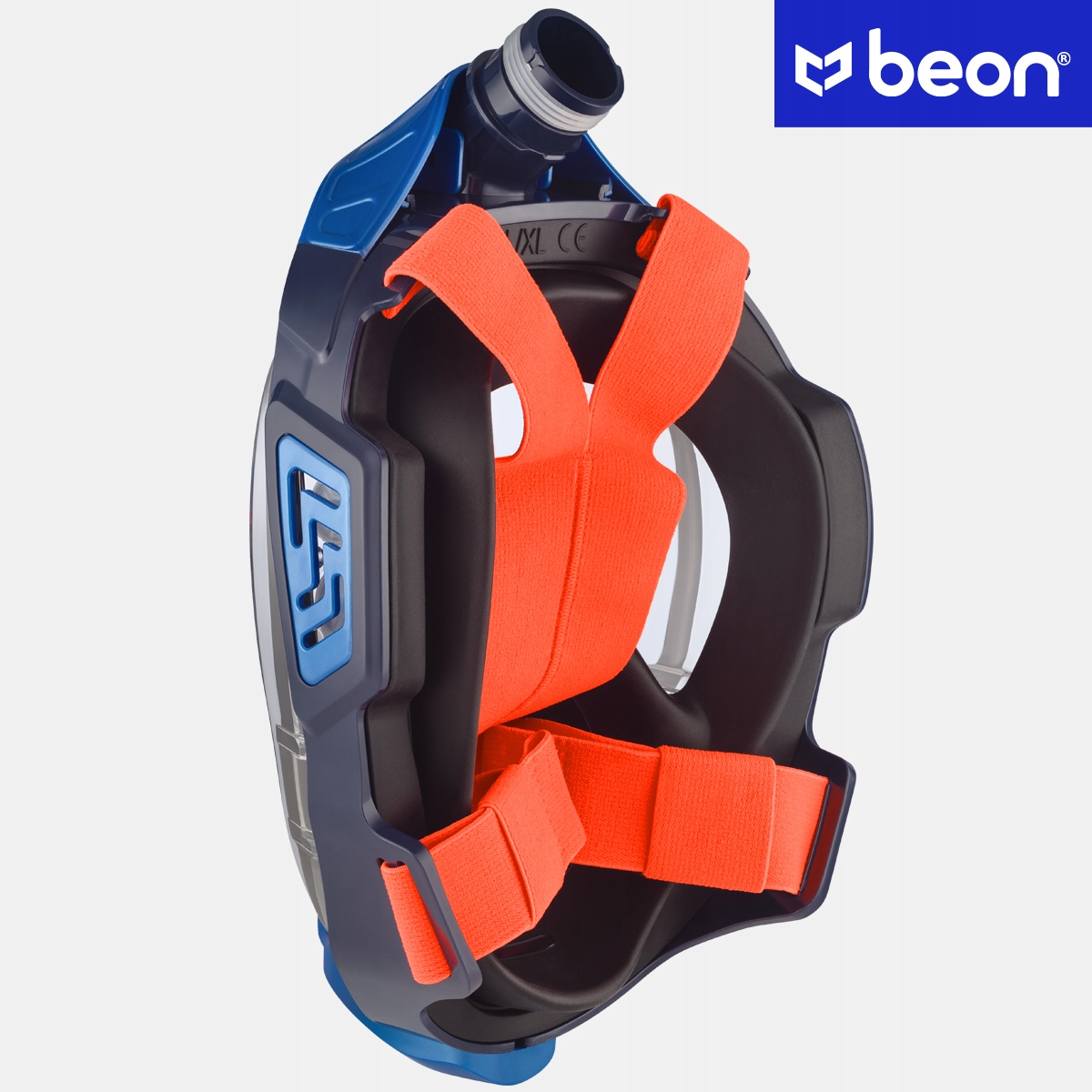 MASKA DO NURKOWANIA SNORKELINGU PEŁNOTWARZOWA NA CAŁĄ TWARZ DO WODY L/XL Kolor dominujący odcienie niebieskiego