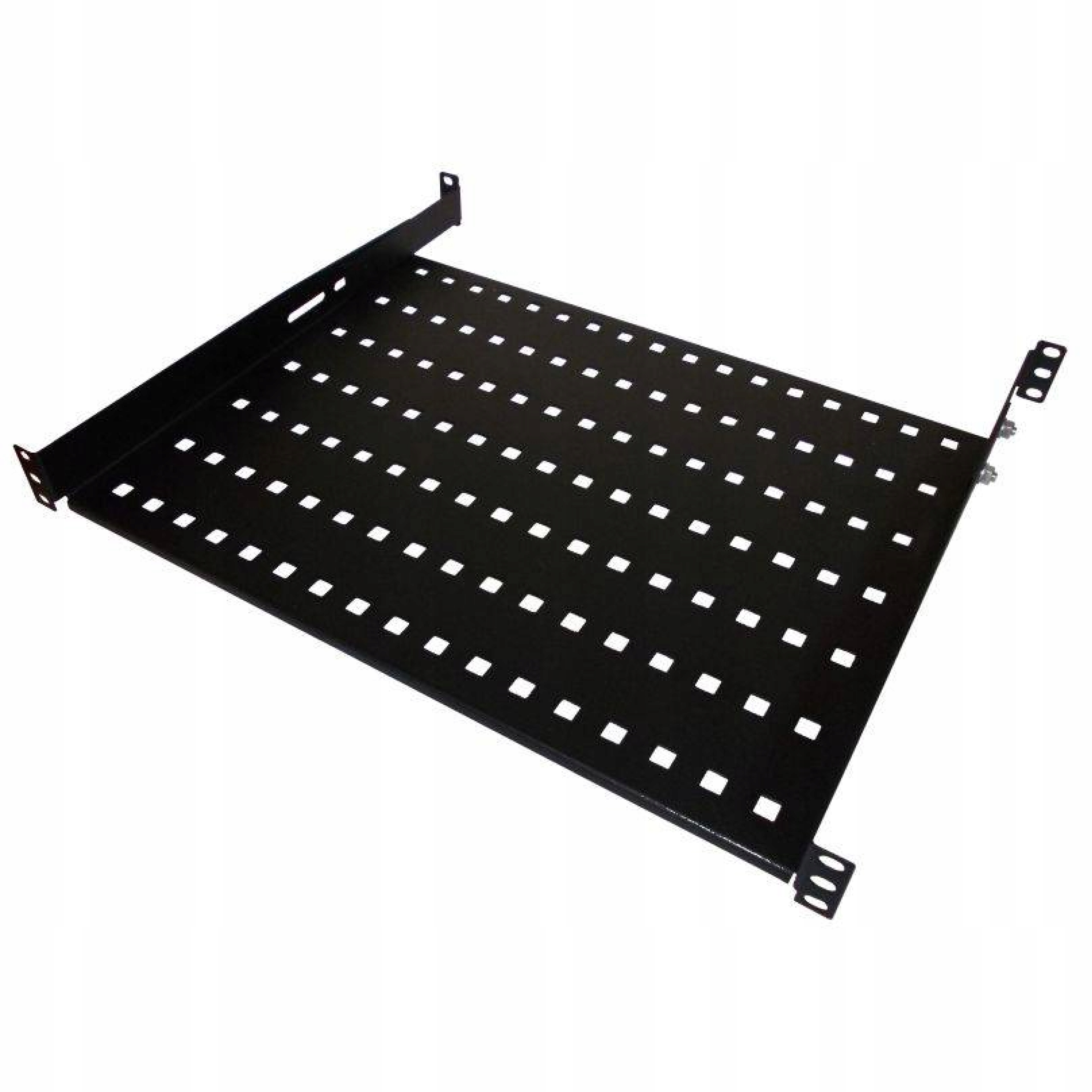 Pevná police 19" 1U, hloubka 650 mm, černá, 4 upevňovací body