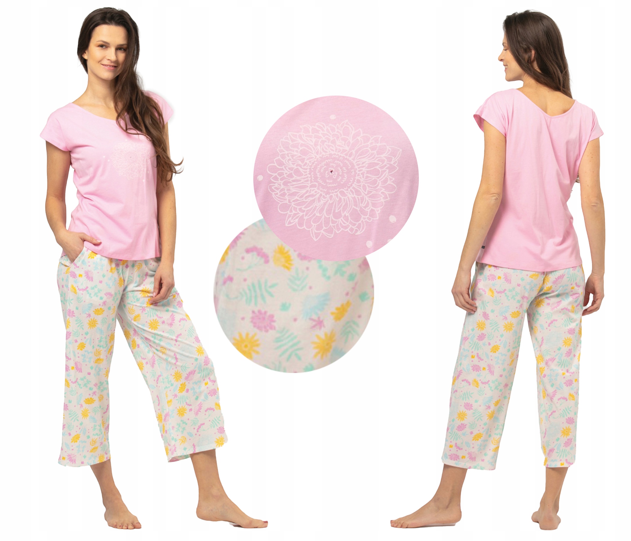 Key Dámské bavlněné letní pyžamo s kalhotami na lýtka Lns 559 S