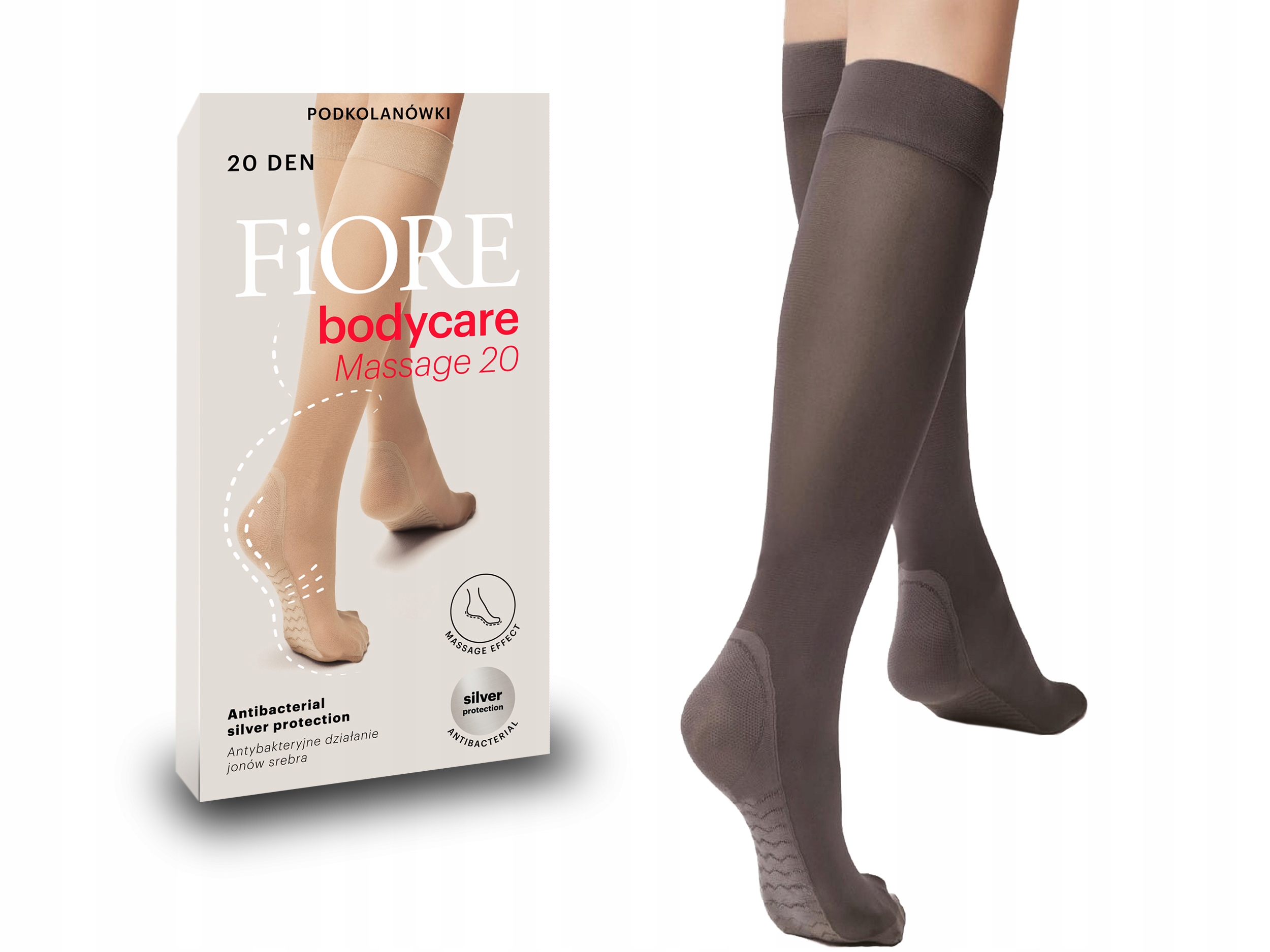 

Podkolanówki Massage Fiore, 20 den, masaż, czarny