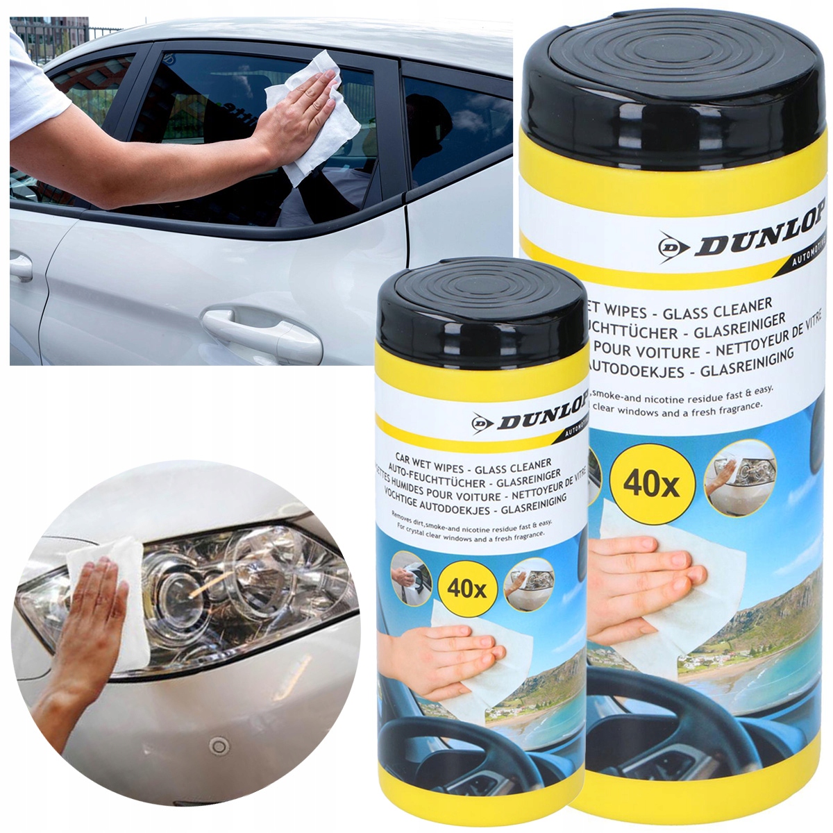 Nawilżane Ściereczki do samochodu 40szt szyby lampy Chusteczki do mycia