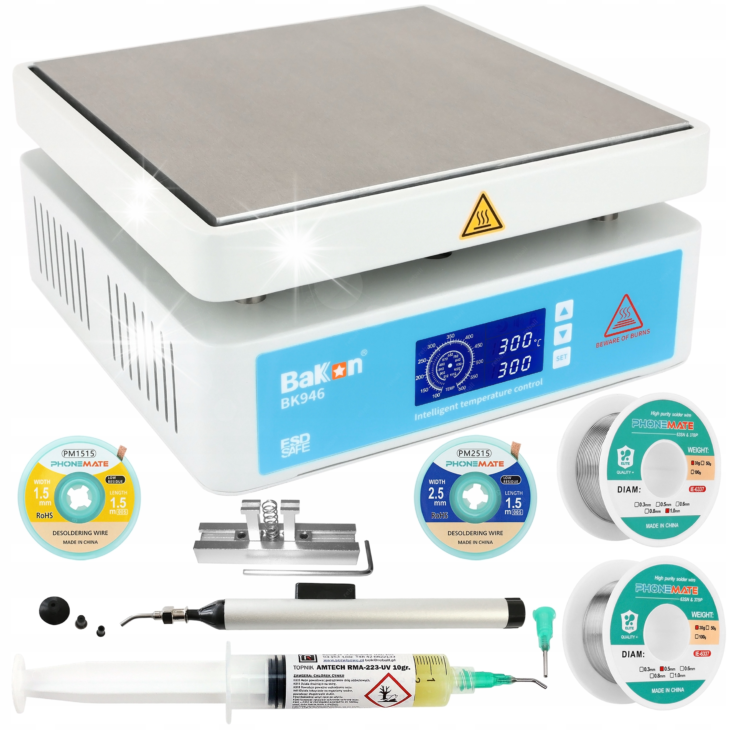 TOPNIK PASTA AMTECH 223 UV CYNA ZESTAW + PODGRZEWACZ BGA LCD LED BK946 650W