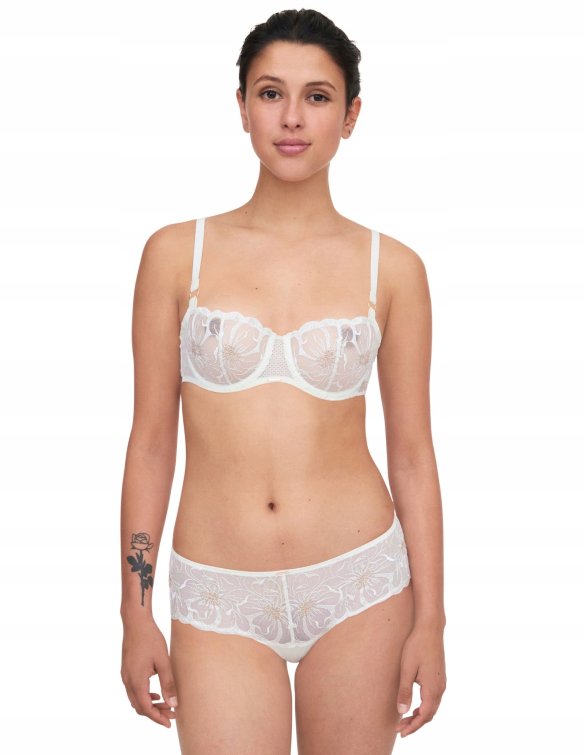 Chantelle Fleurs Eu: 70C 36 Xs krémová barva se zlatým kompletem spodního prádla