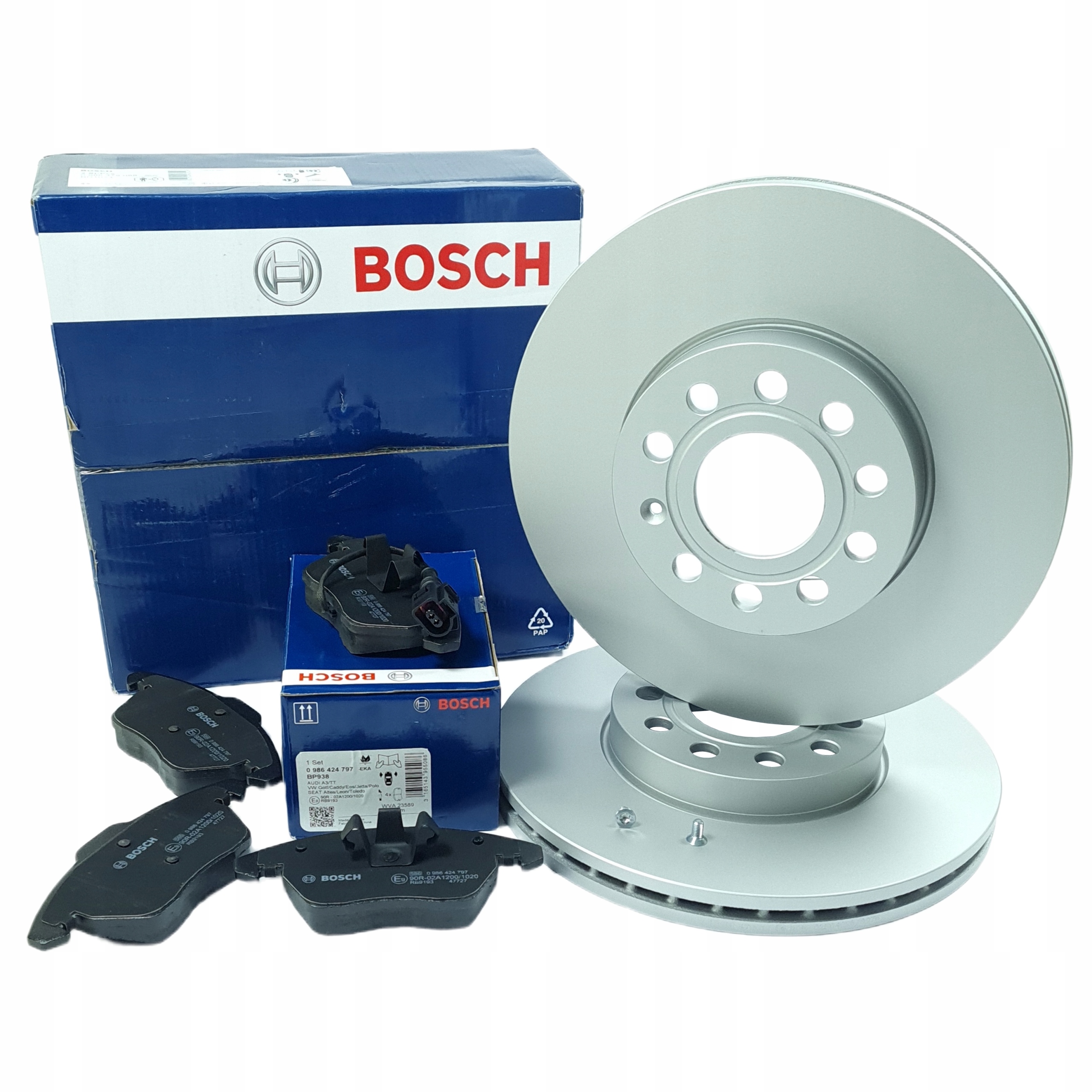 Bosch Kotouče Kostky Přední A3 8P Leon 1P Octavia II Caddy III Golf V VI