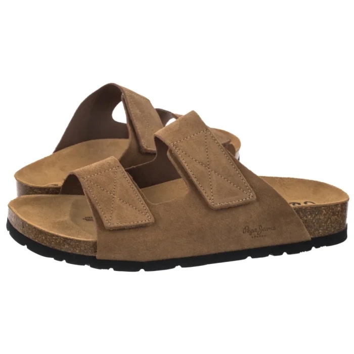 Kožené dámské Nazouváky Pepe Jeans Bio Antique PMS800003 Hnědé