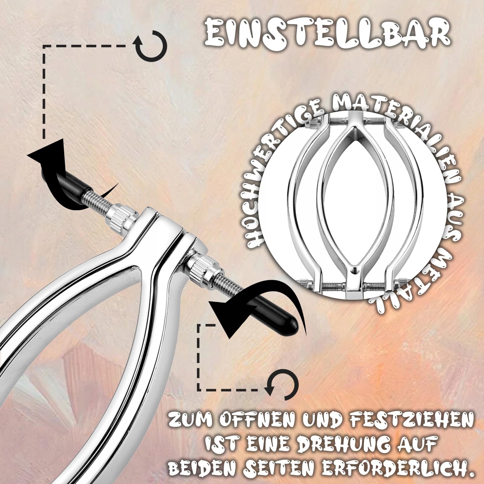 SCHAMLIPPENSPREIZER Metalowy Regulowany Spekulum Fetysz Dla Kobiet BDSM — miniatura 4