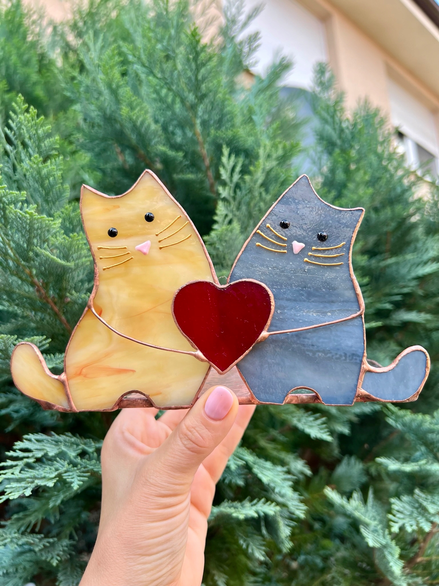 Svícen vitráže kočky Ozdoba s kočkami dětský pokoj svícen čajová svíčka