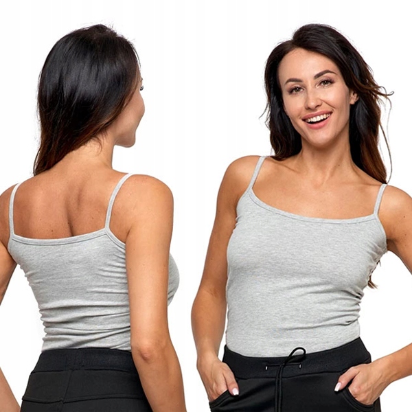 PODKOSZULEK DAMSKI Szary Top Cienkie Ramiączka r. XL