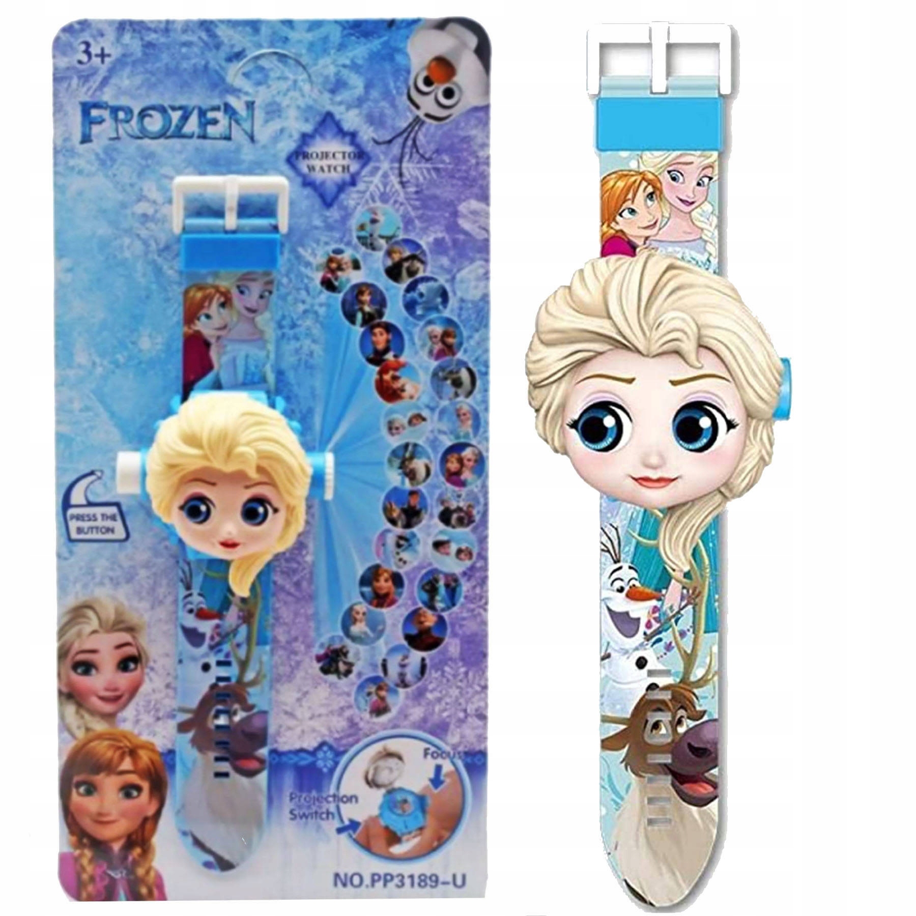 ZEGAREK 3D Z PROJEKTOREM ELSA KRAINA LODU FROZEN