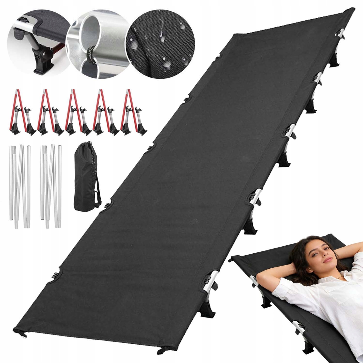 Skládací Polní Postel Turistická Voděodolná 600D S Protiskluzovými Nožičkami