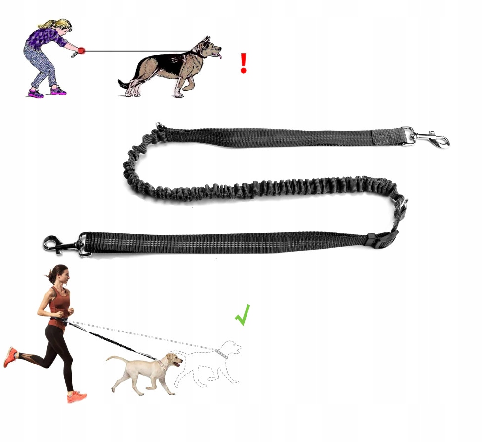 SASZETKA BIODROWA SMYCZ DO BIEGANIA Z PSEM JOGGING Model Pas biodrowy