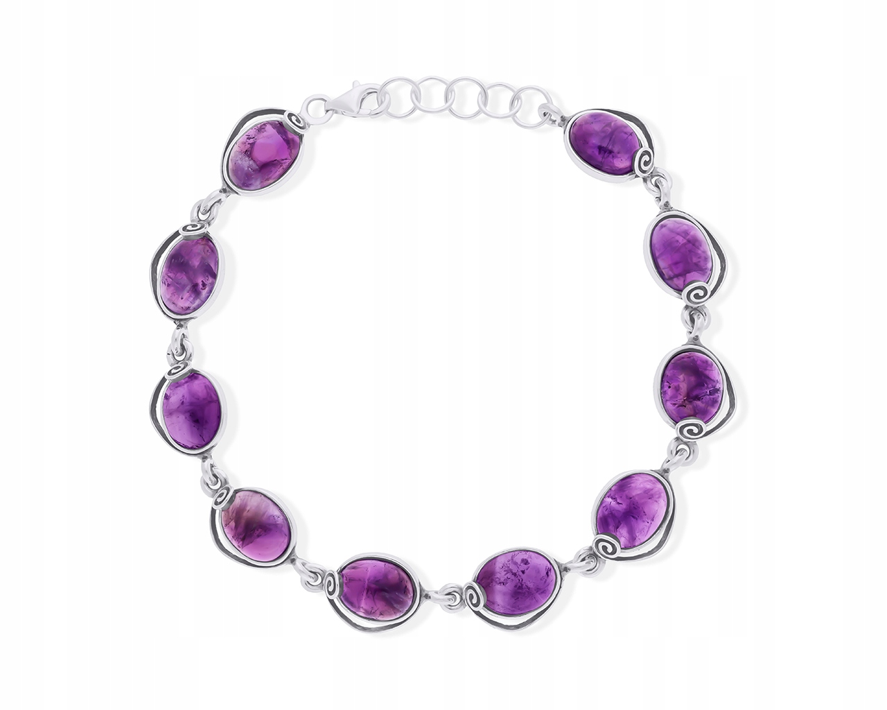 Dámský stříbrný náramek s přírodními ametysty, Stříbro ryzost 925