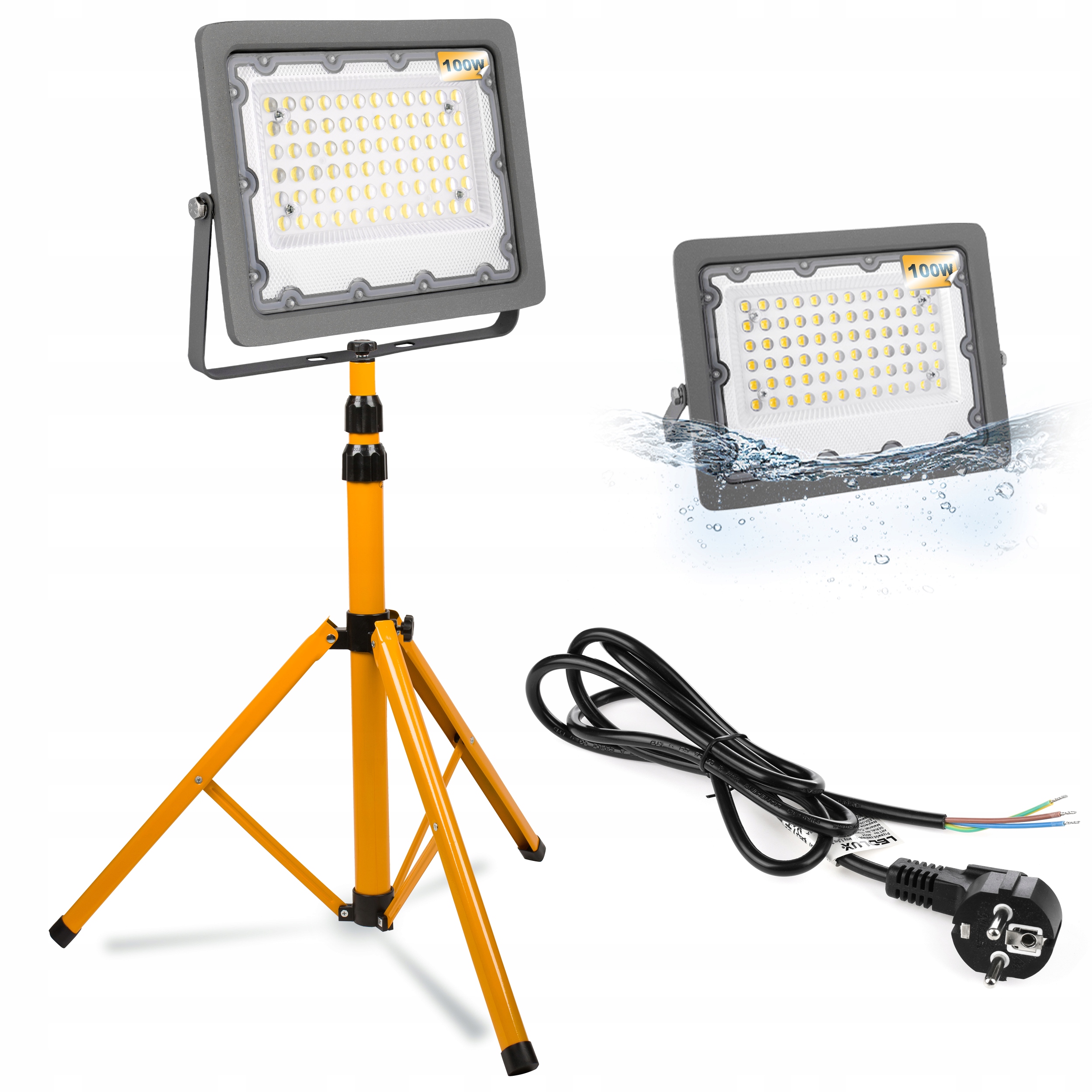 Halogenový Led stativ Stavební reflektor 100W 10000lm Stojan Kabel