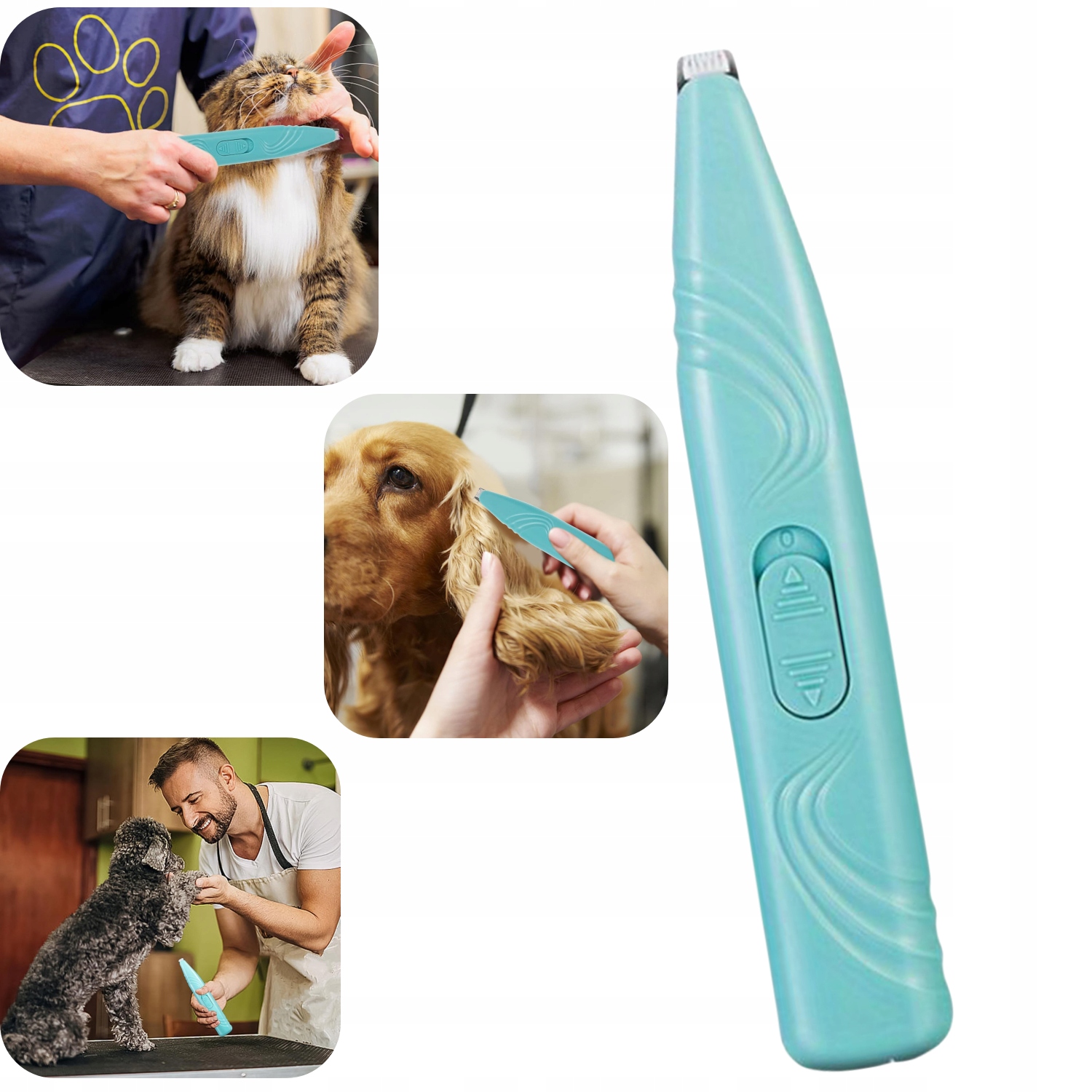 Levně Tichý zastřihovač pro psy a kočky, nízká hlučnost 50 dB, modrá, 18 cm, přenosný design, Abs