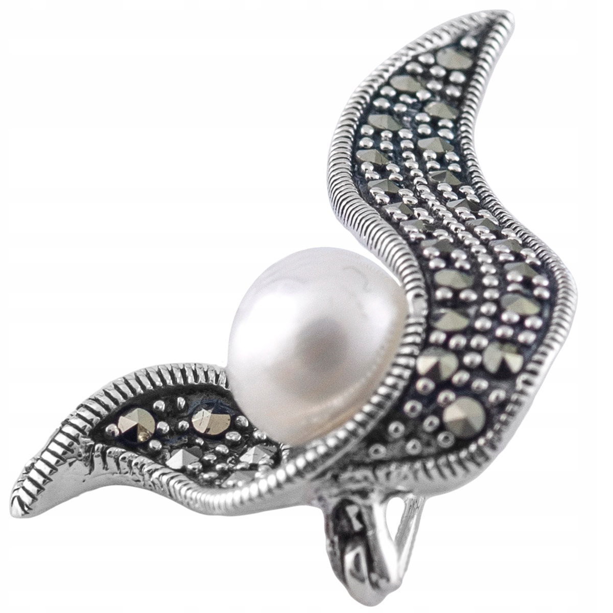 VERSIL broszka perła i markazyty SREBRO 0,925