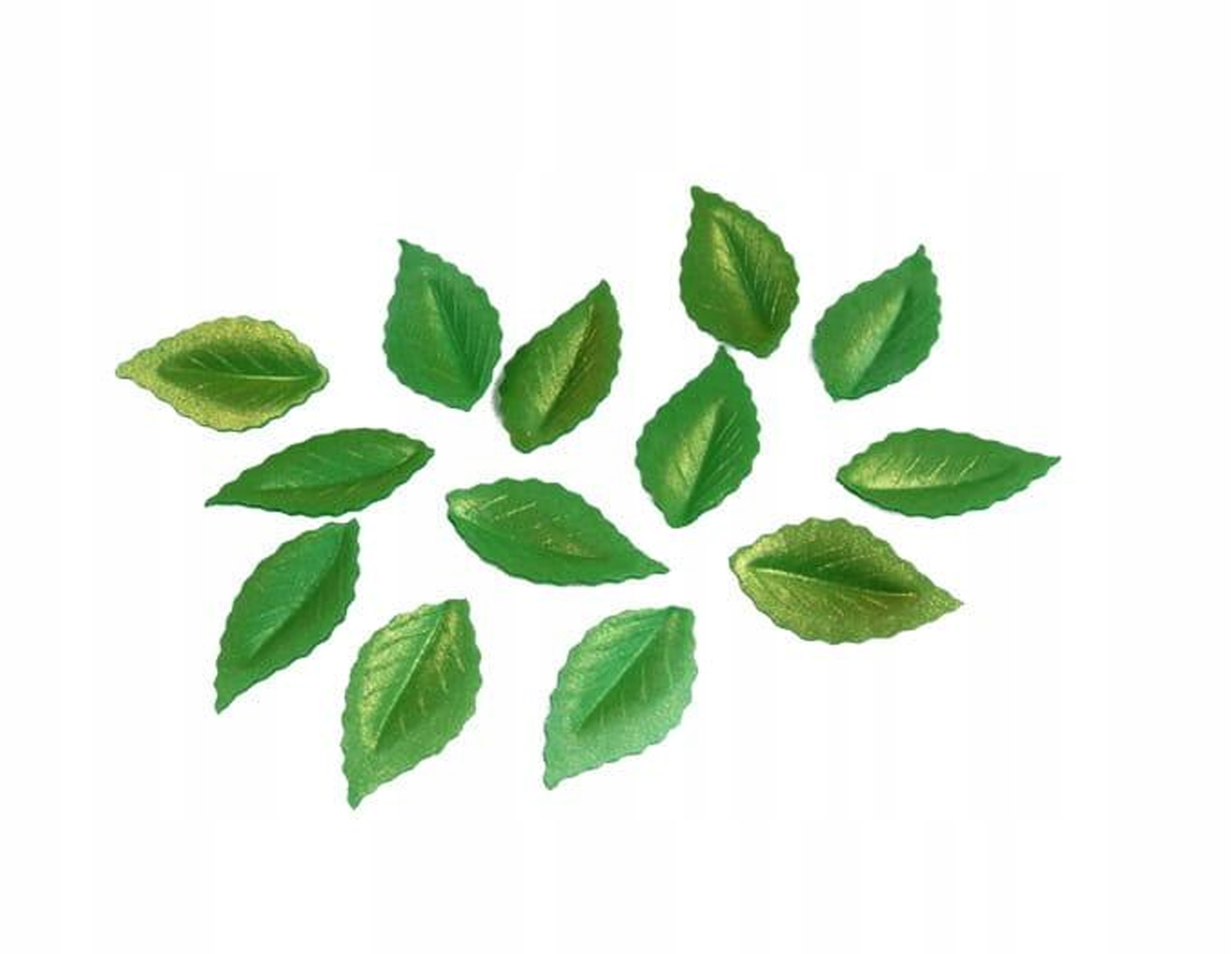 Liście Listki Waflowe Tort Zielone Pozłacane Dekoracja 30 Sztuk