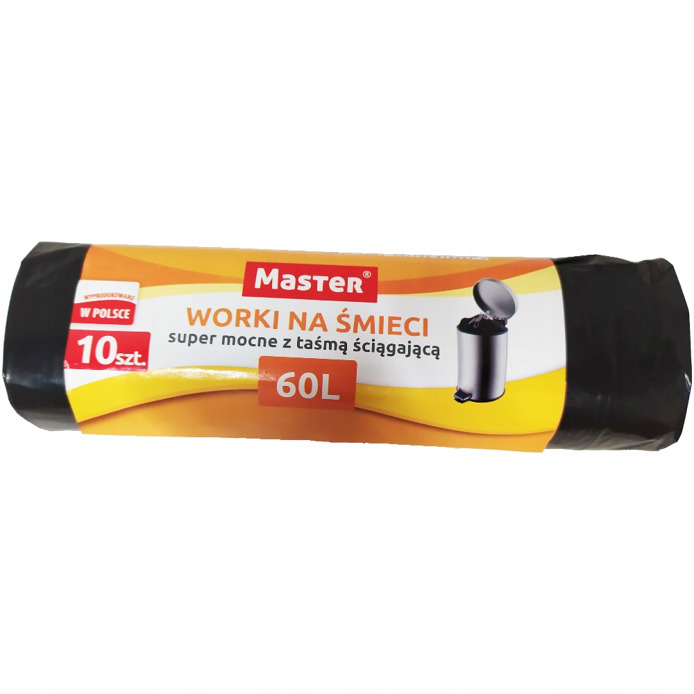

Worki Na Śmieci Odpady Czarne Ldpe 60L 10szt Taśma