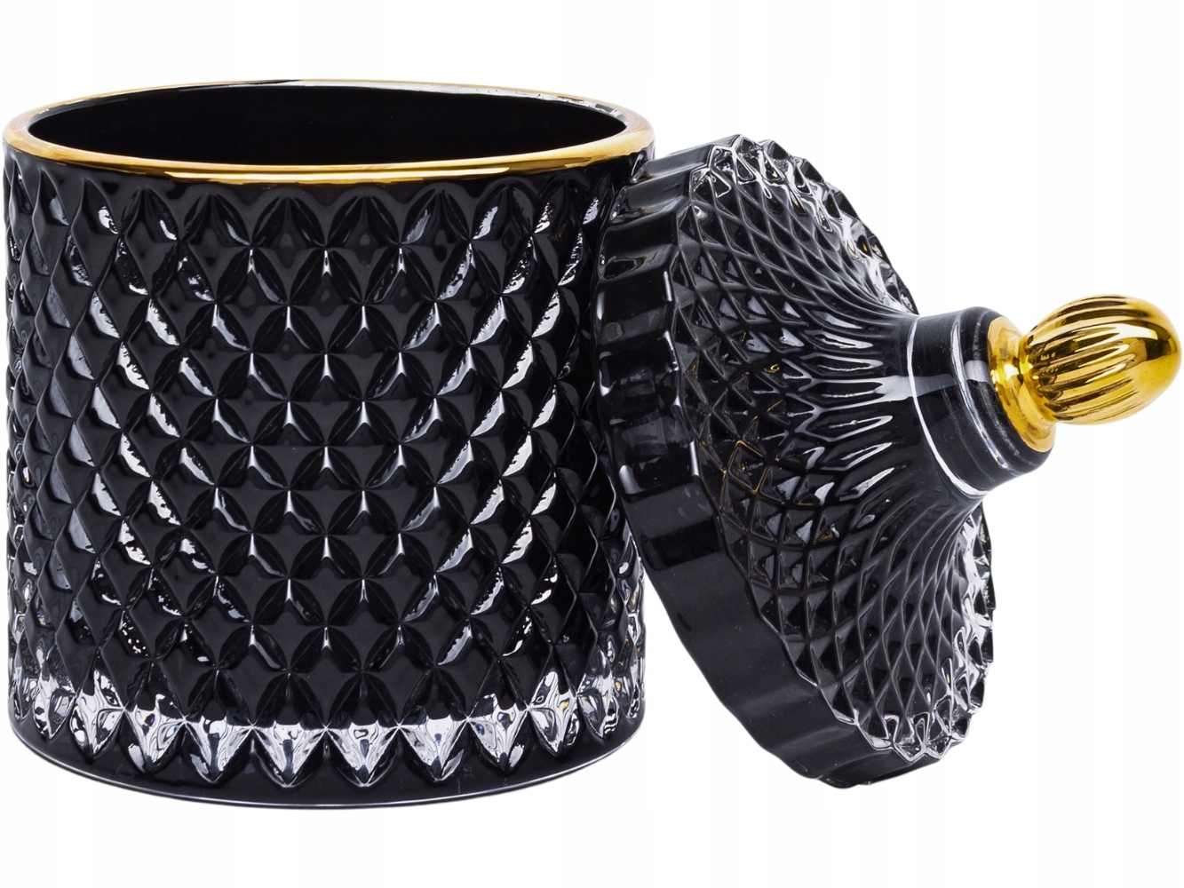 SZKLANY Pojemnik 17,5 x 10,5 cm NA WACIKI PŁATKI KOSMETYCZNE - Czarny Złoty Kod producenta 171977