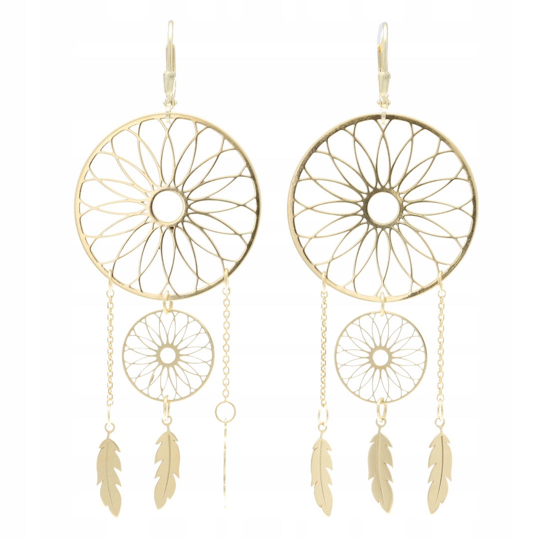 Dlouhé náušnice lapač snů stříbro pozlacené