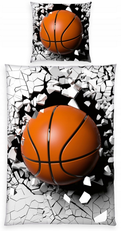 Pościel Bawełniana 140x200 Koszykówka 3D Sportowa Komplet 135x200