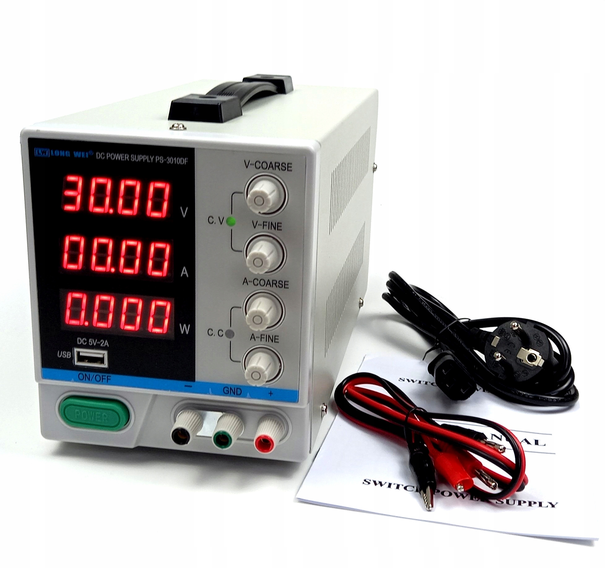 Zasilacz laboratoryjny precyzyjny 30V 10A PS3010DF Wysokość produktu 14.5 cm