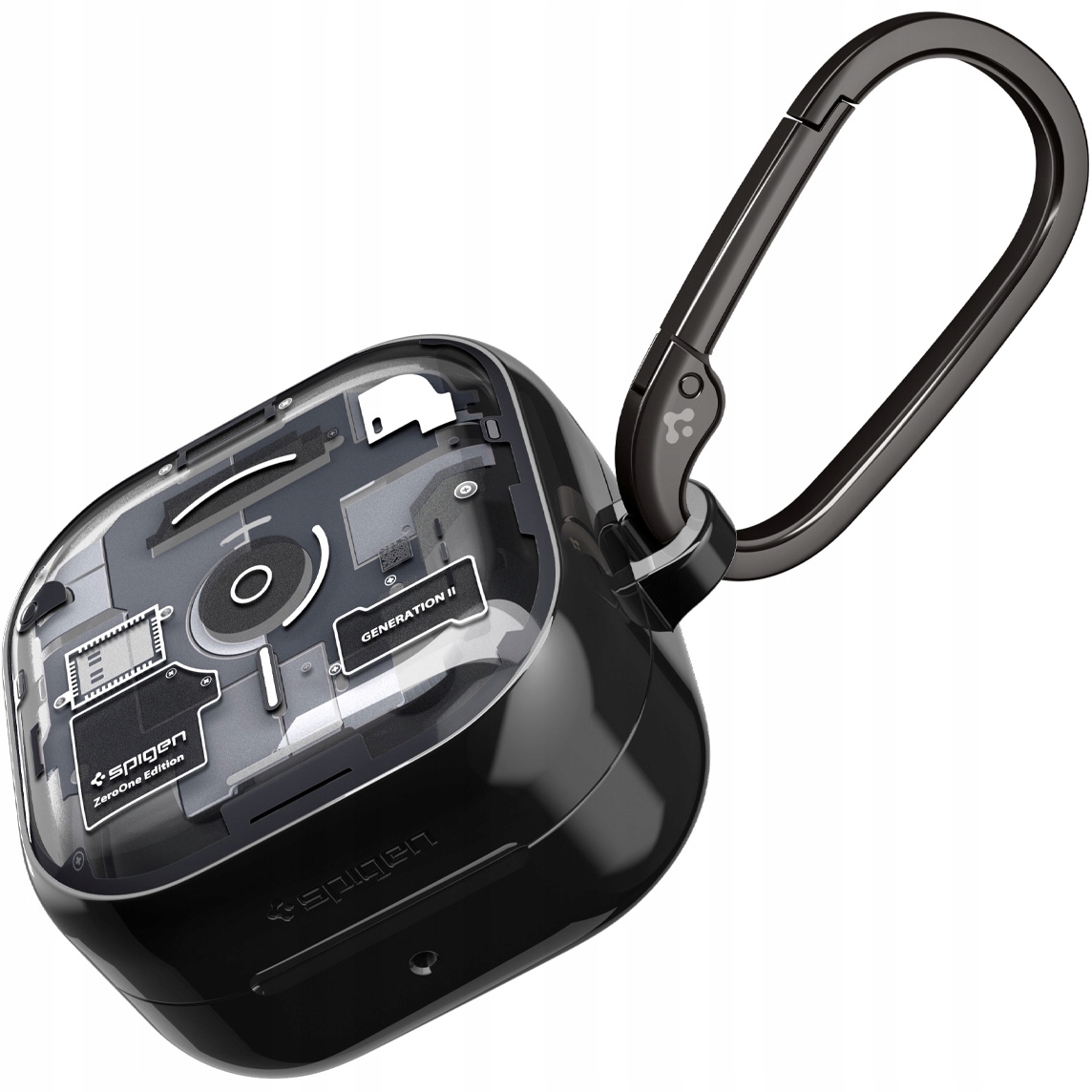 Pouzdro pro Galaxy Buds 4/Pro, Spigen Ultra Hybrid Zero One, s karabinou