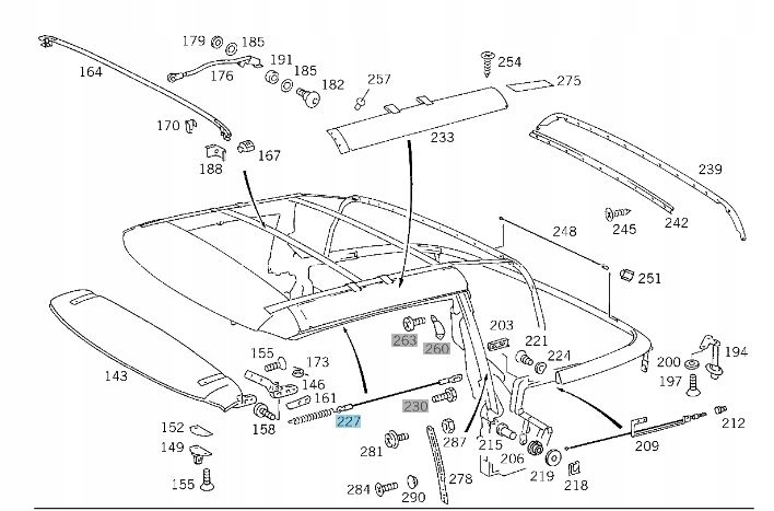 Linka dachu MERCEDES SL W129 kabriolet Producent części Mercedes-Benz OE