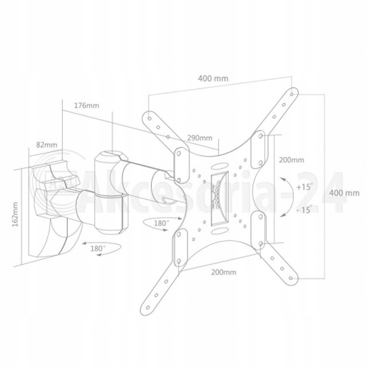 UCHWYT WIESZAK TV TELEWIZORA OBROTOWY 17-55 35kg Kod producenta AX Apollo FORTE