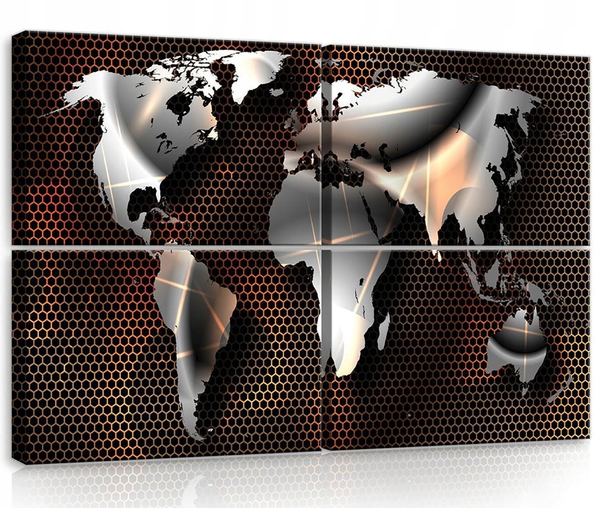 Obraz Na Plátne Canvas 120x80 Mapa Svet Geografia Imitácia Metal Oceľ
