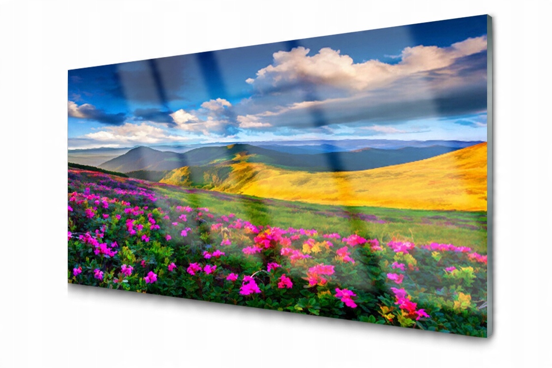 

Panel szklany dekor Łąka Kwiaty 120x60 + Klej