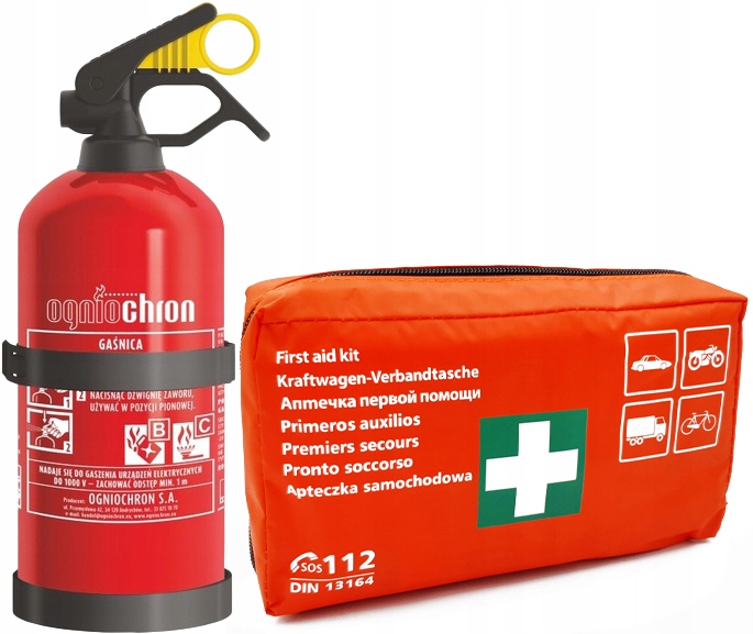 

Zestaw Gaśnica samochodowa 1kg apteczka DIN13164