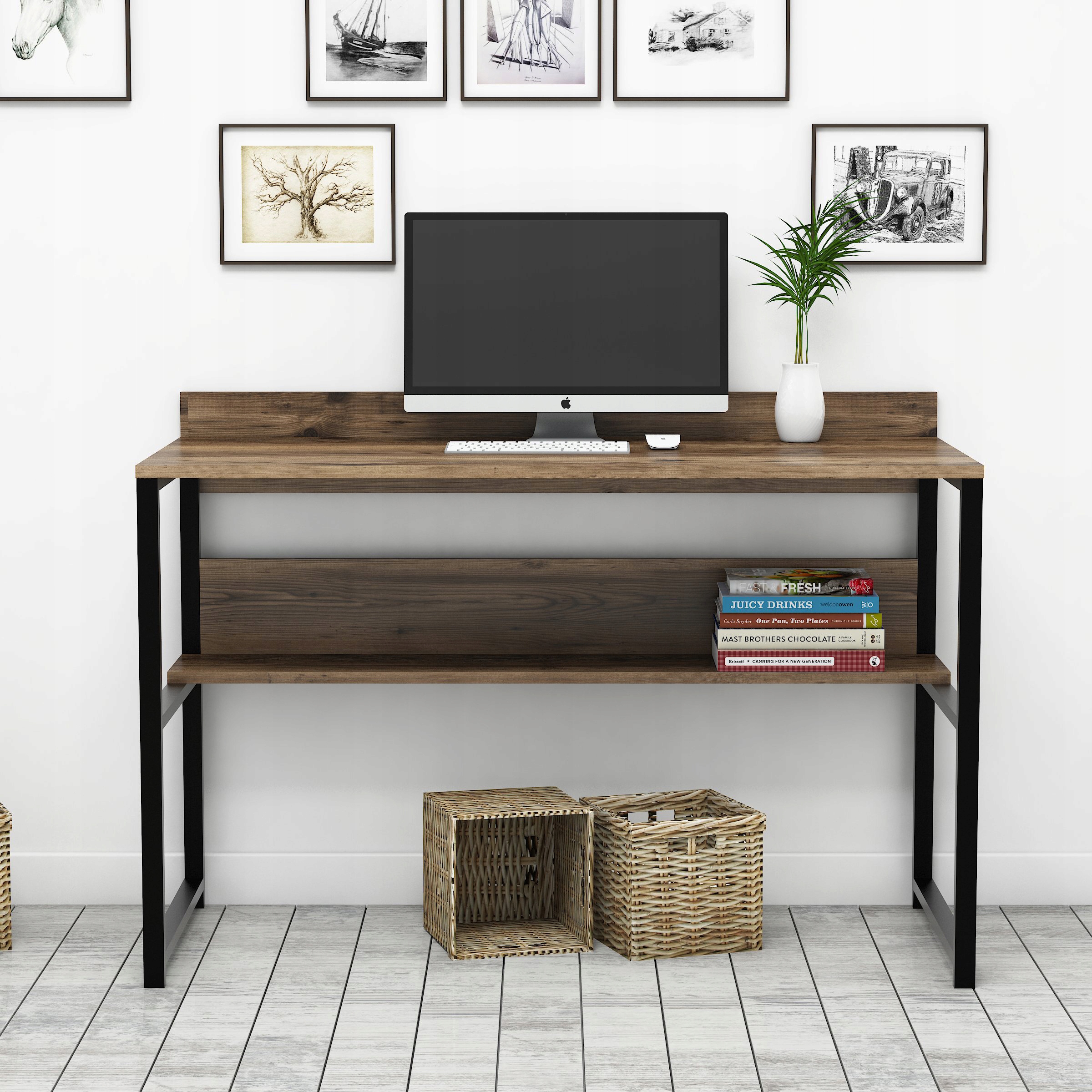 BIURKO KOMPUTEROWE LOFT INDUSTRIALNE BIUROWE Brąz 120cm Nowoczesne Styl Dom Kod producenta Messata