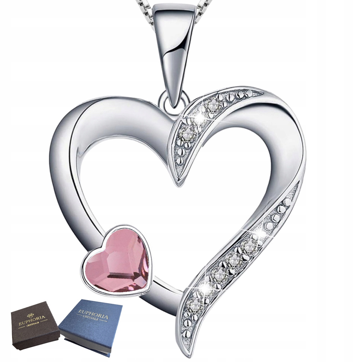 Stříbrný náhrdelník Řetízek Přívěsek Stříbro 925 Srdce Přívěsek Srdíčko