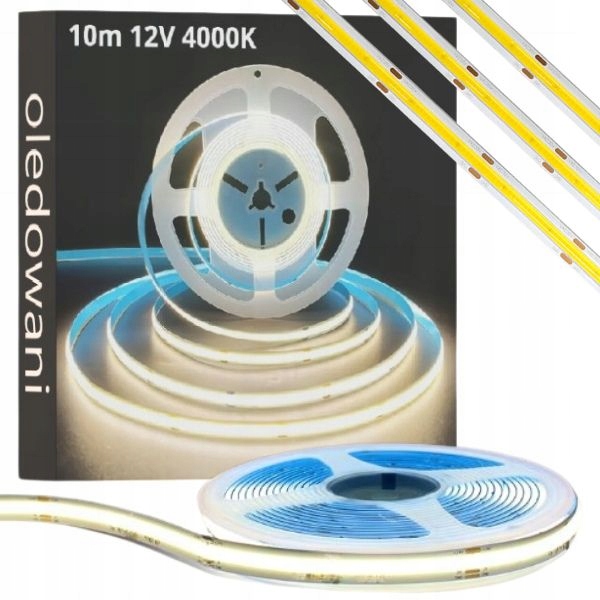 10m Taśma Led Cob 312 Led/m 11W/m Biała Neutralna 4000K 24V IP20
