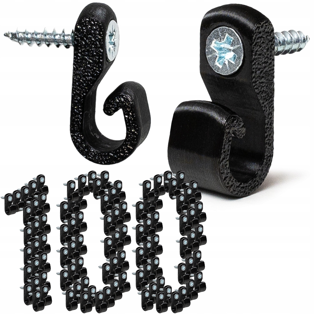 100x haczyki wkręcane uniwersalne do lampek wieszaki przewodów, dekoracji