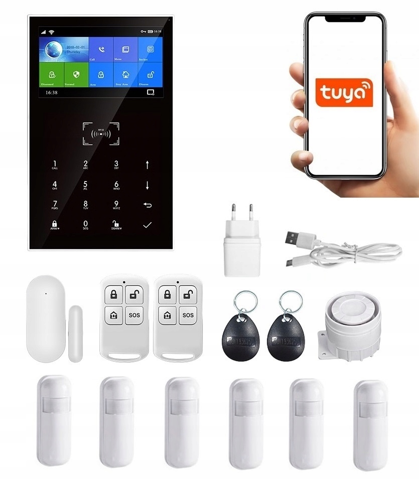 Alarmový Systém LCD Displej 4.3" Gsm WiFi Tuya Smart V Poľštine 6xPIR