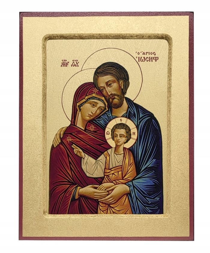 OBRAZ IKONA ŚWIĘTA RODZINA NA DESCE Z CERTYFIKATEM OBRAZEK