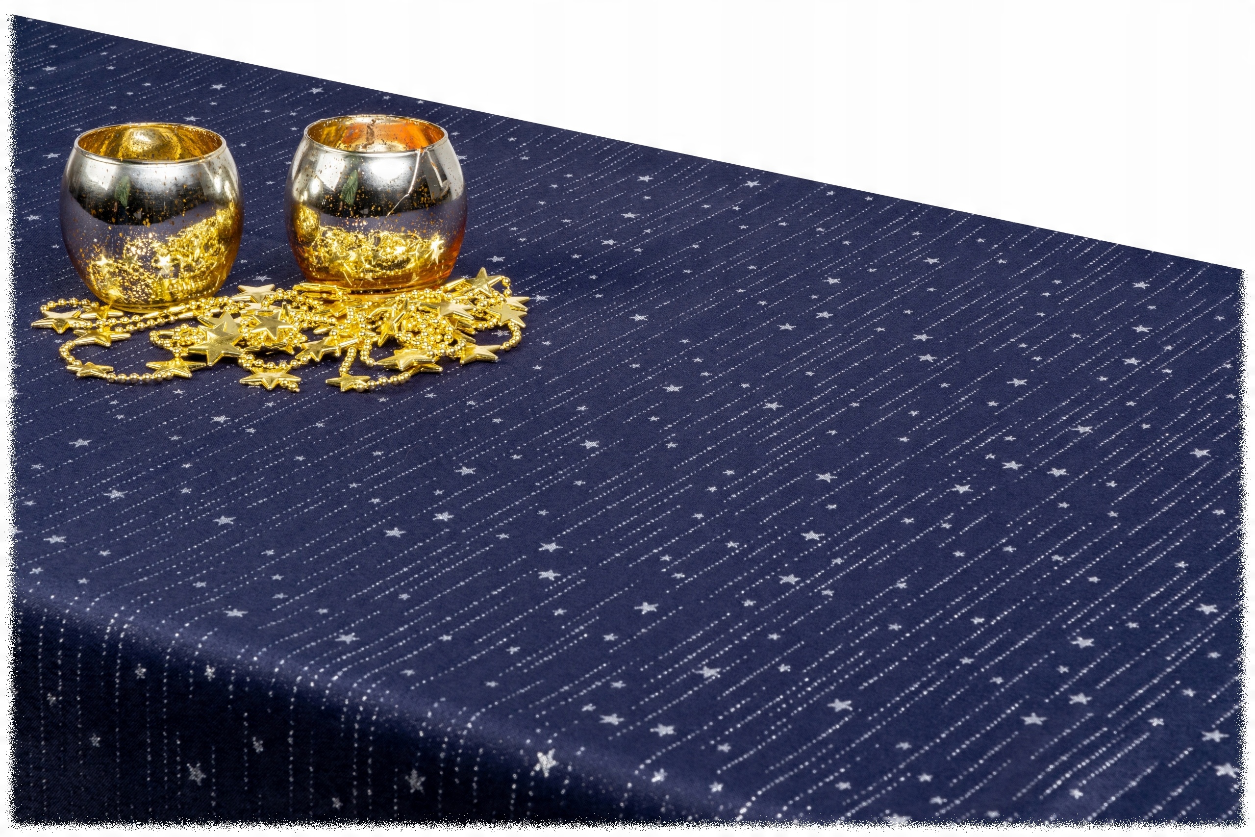 

obrus Dwustronny 150x290 Granatowy milky Srebrny